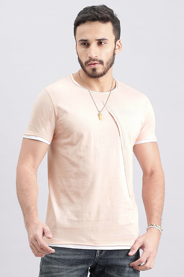 Pink Rose Half Sleeve Round Neck Tee (R Neck H/Slv Slim)