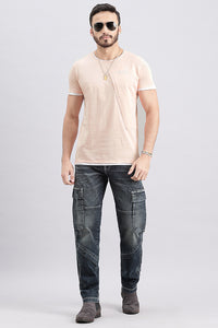 Pink Rose Half Sleeve Round Neck Tee (R Neck H/Slv Slim)