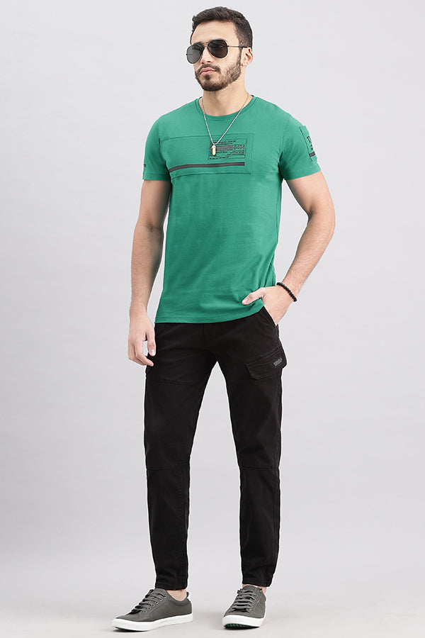 Teal Green Half Sleeve Round Neck Tee (R Neck H/Slv Slim)