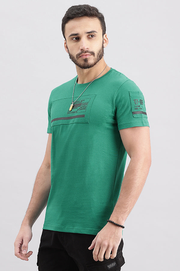 Teal Green Half Sleeve Round Neck Tee (R Neck H/Slv Slim)