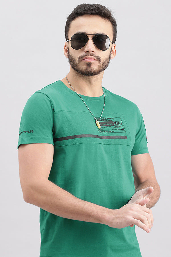 Teal Green Half Sleeve Round Neck Tee (R Neck H/Slv Slim)