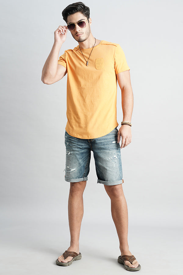 Dk Mustard Half Sleeve Round Neck Tee (R Neck H/Slv Slim)