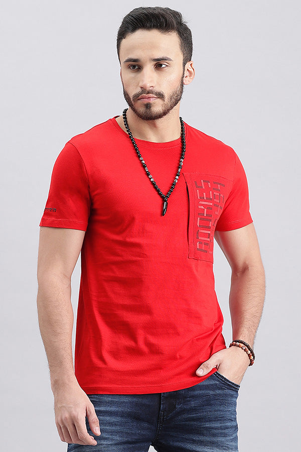 Dk Red Half Sleeve Round Neck Tee (R Neck H/Slv Slim)