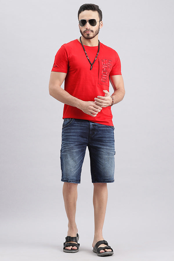 Dk Red Half Sleeve Round Neck Tee (R Neck H/Slv Slim)