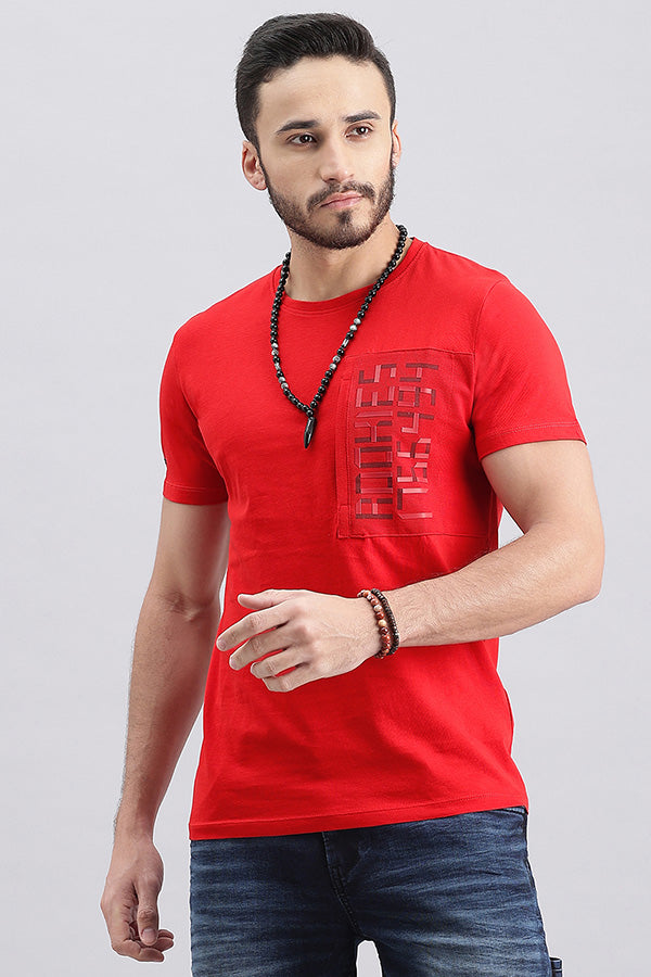 Dk Red Half Sleeve Round Neck Tee (R Neck H/Slv Slim)