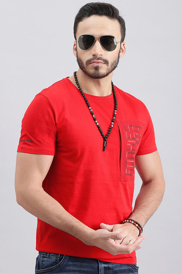 Dk Red Half Sleeve Round Neck Tee (R Neck H/Slv Slim)