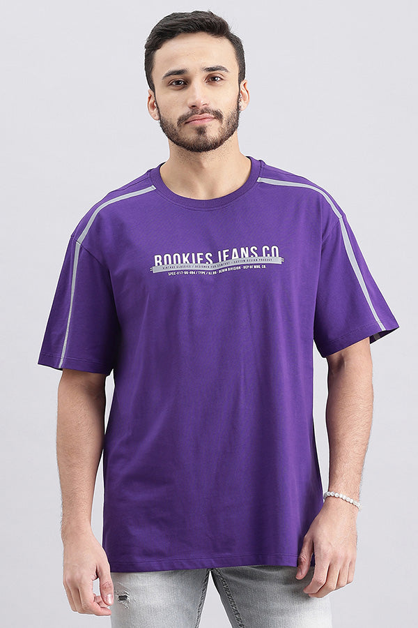 Violet Indigo Half Sleeve Oversized Tee (Oversized Tee H/Slv Slim)