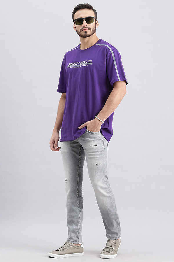 Violet Indigo Half Sleeve Oversized Tee (Oversized Tee H/Slv Slim)