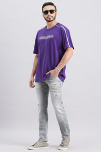 Violet Indigo Half Sleeve Oversized Tee (Oversized Tee H/Slv Slim)