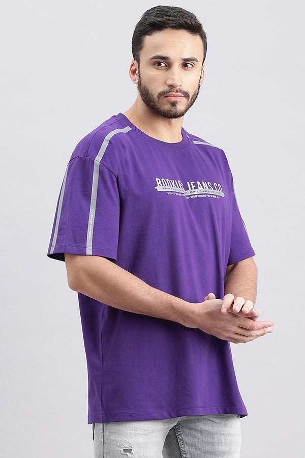 Violet Indigo Half Sleeve Oversized Tee (Oversized Tee H/Slv Slim)