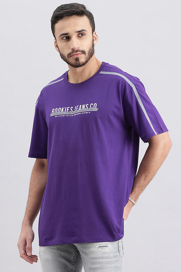 Violet Indigo Half Sleeve Oversized Tee (Oversized Tee H/Slv Slim)