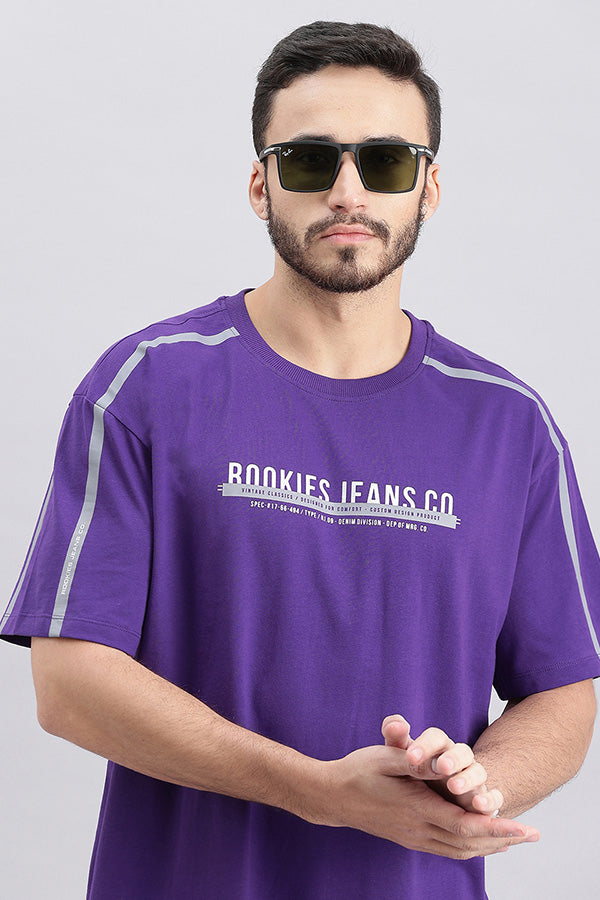 Violet Indigo Half Sleeve Oversized Tee (Oversized Tee H/Slv Slim)