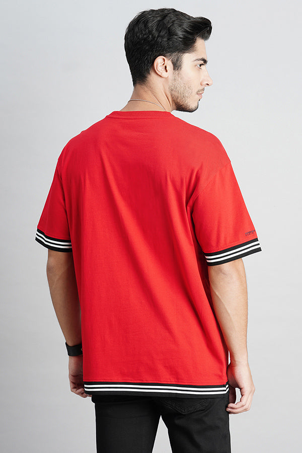 Dk Red Half Sleeve Oversized Tee (Oversized Tee H/Slv Slim)