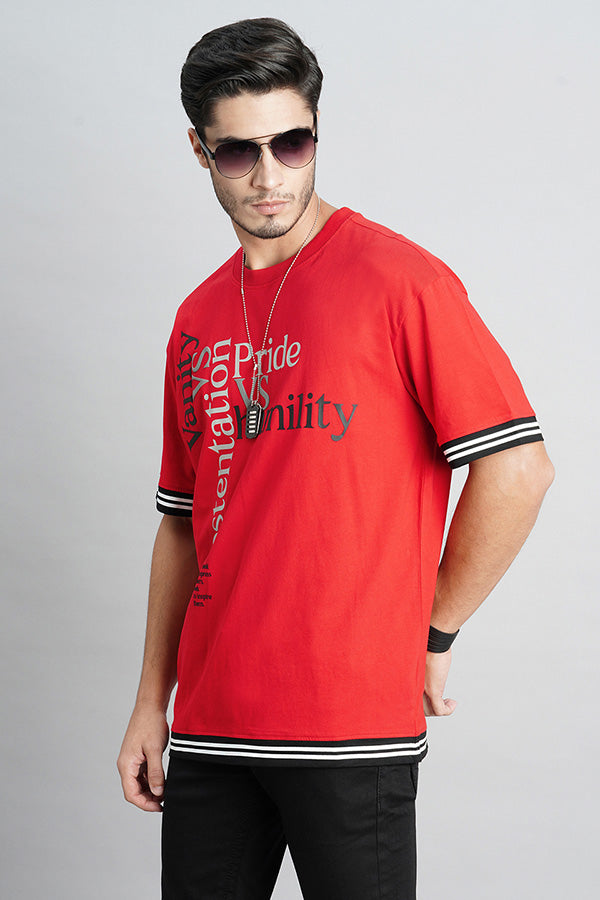 Dk Red Half Sleeve Oversized Tee (Oversized Tee H/Slv Slim)