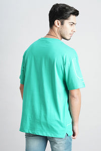 Bright Aqua Half Sleeve Oversized Tee (Oversized Tee H/Slv Slim)