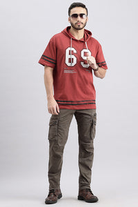 Red Pear Half Sleeve Oversized Hoodie Tee (Oversized Tee H/Slv Slim)