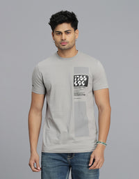 Light Grey Half Sleeves Round Neck Tee