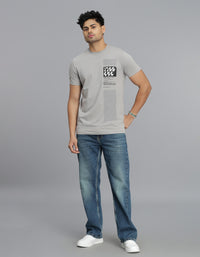 Light Grey Half Sleeves Round Neck Tee