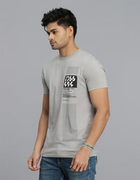 Light Grey Half Sleeves Round Neck Tee