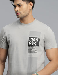 Light Grey Half Sleeves Round Neck Tee