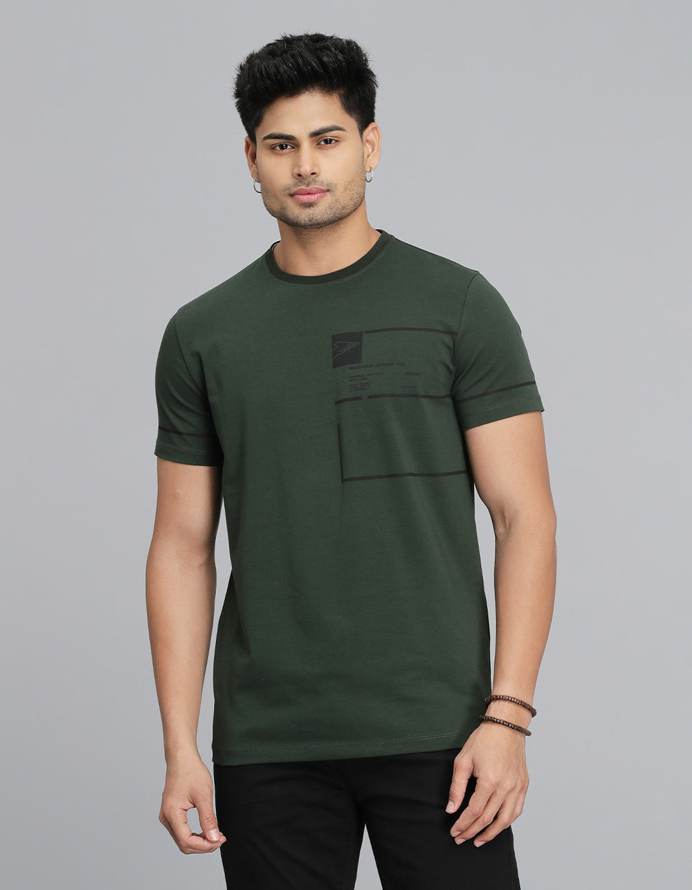 Military Green Half Sleeves Round Neck Tee
