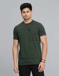 Military Green Half Sleeves Round Neck Tee
