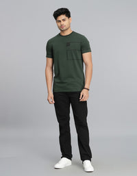 Military Green Half Sleeves Round Neck Tee