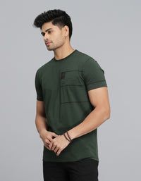 Military Green Half Sleeves Round Neck Tee