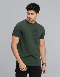 Military Green Half Sleeves Round Neck Tee