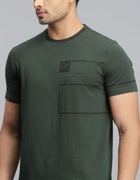Military Green Half Sleeves Round Neck Tee