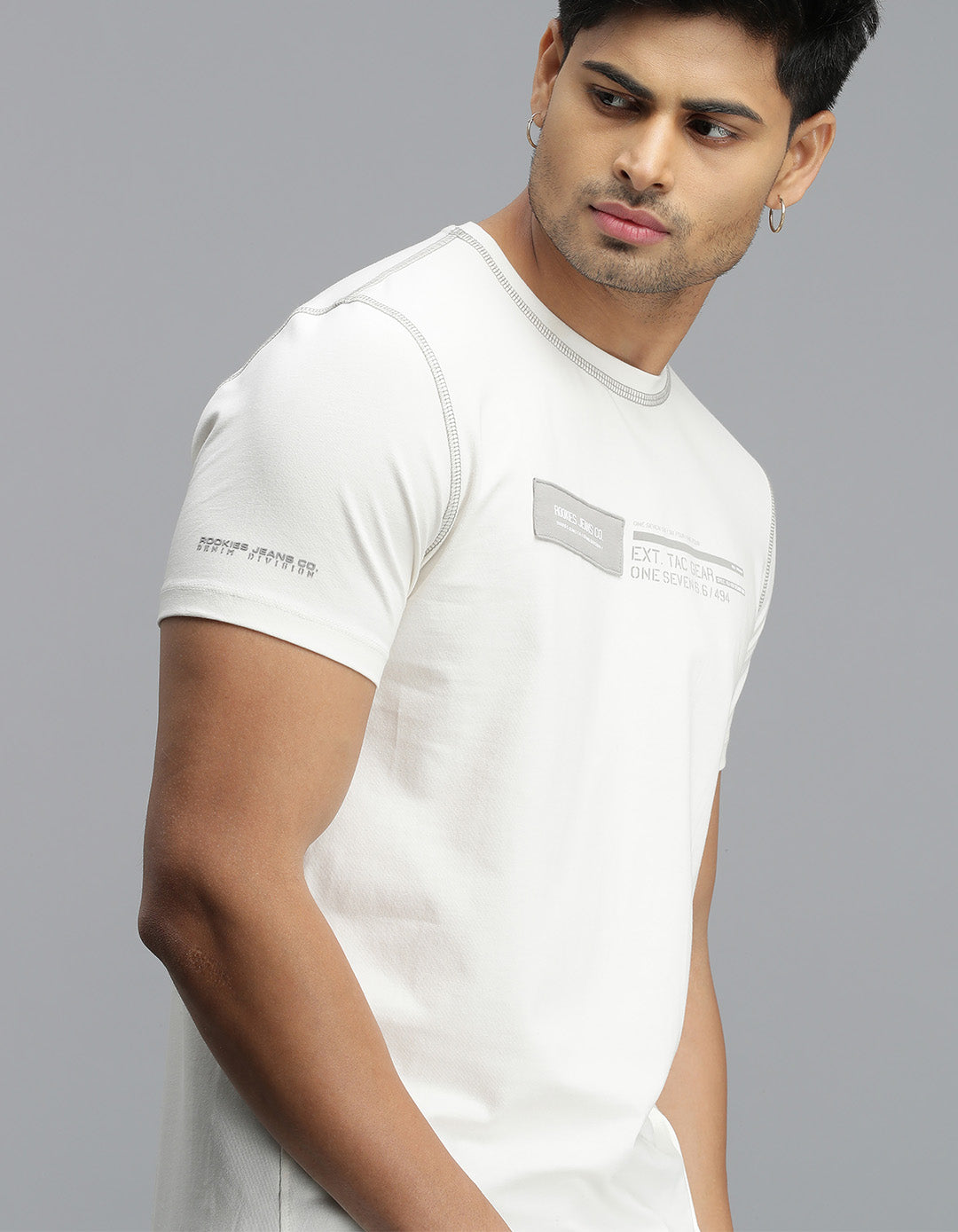 White Half Sleeves Round Neck Tee