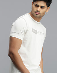 White Half Sleeves Round Neck Tee