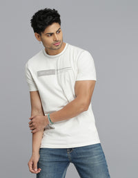 White Half Sleeves Round Neck Tee