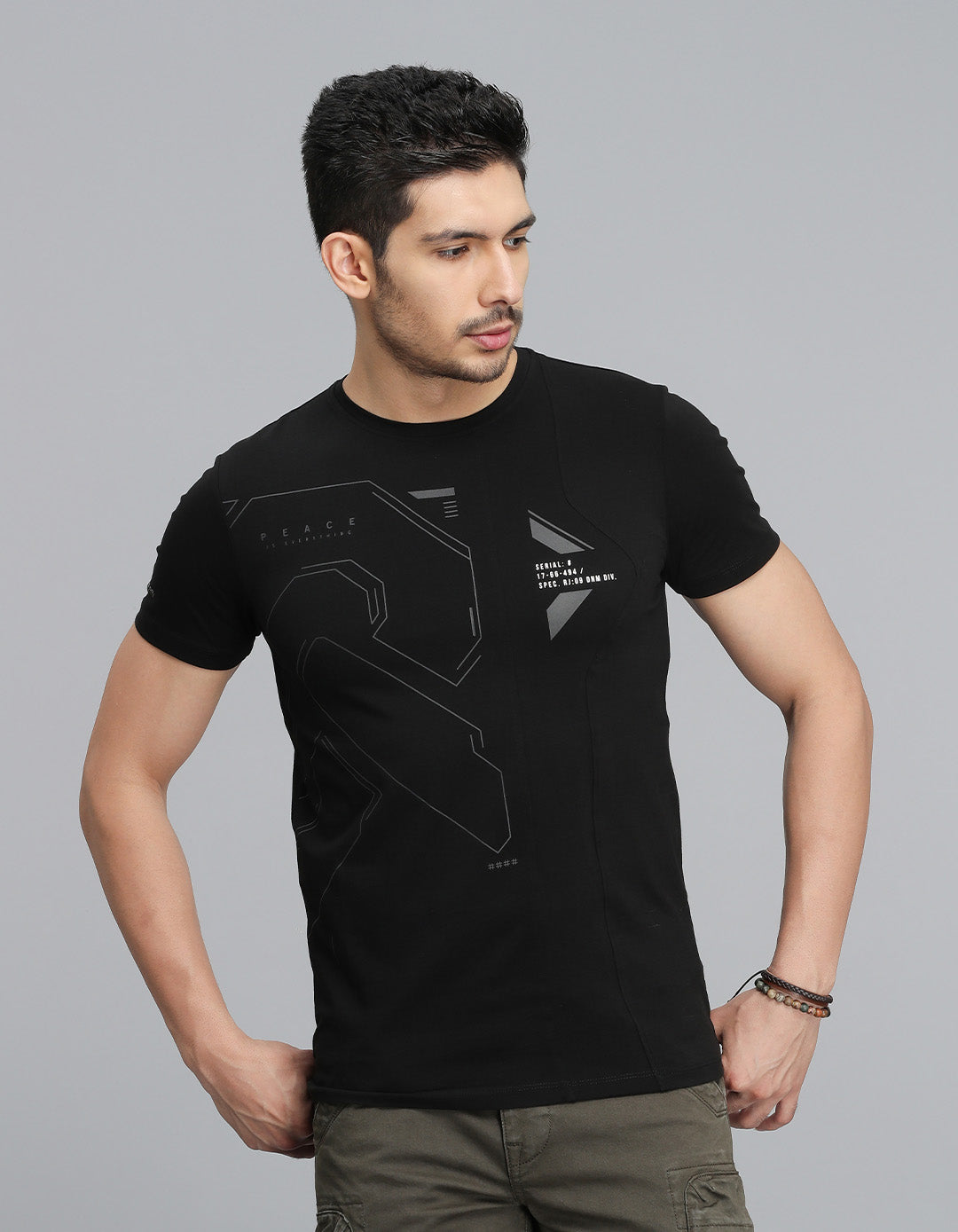 Jet Black Half Sleeves Round Neck Tee