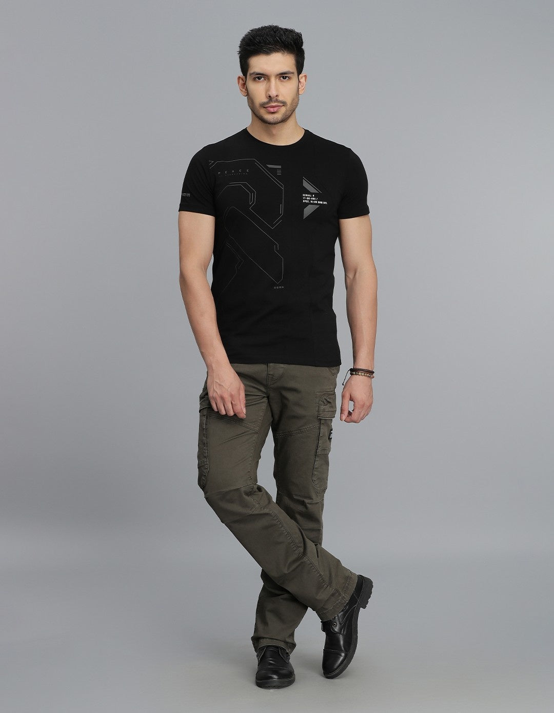 Jet Black Half Sleeves Round Neck Tee