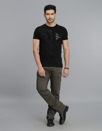 Jet Black Half Sleeves Round Neck Tee