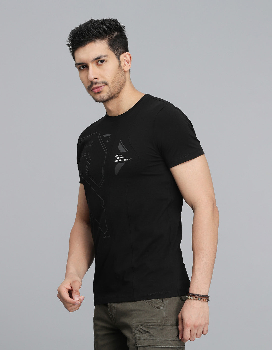 Jet Black Half Sleeves Round Neck Tee
