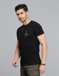 Jet Black Half Sleeves Round Neck Tee