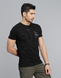Jet Black Half Sleeves Round Neck Tee