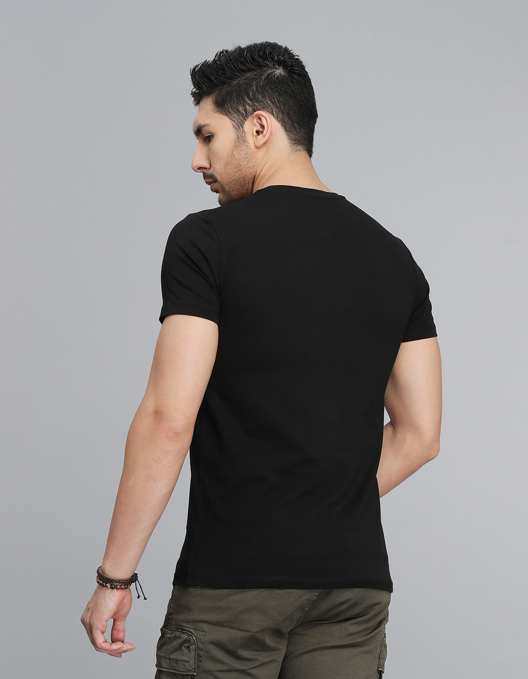 Jet Black Half Sleeves Round Neck Tee