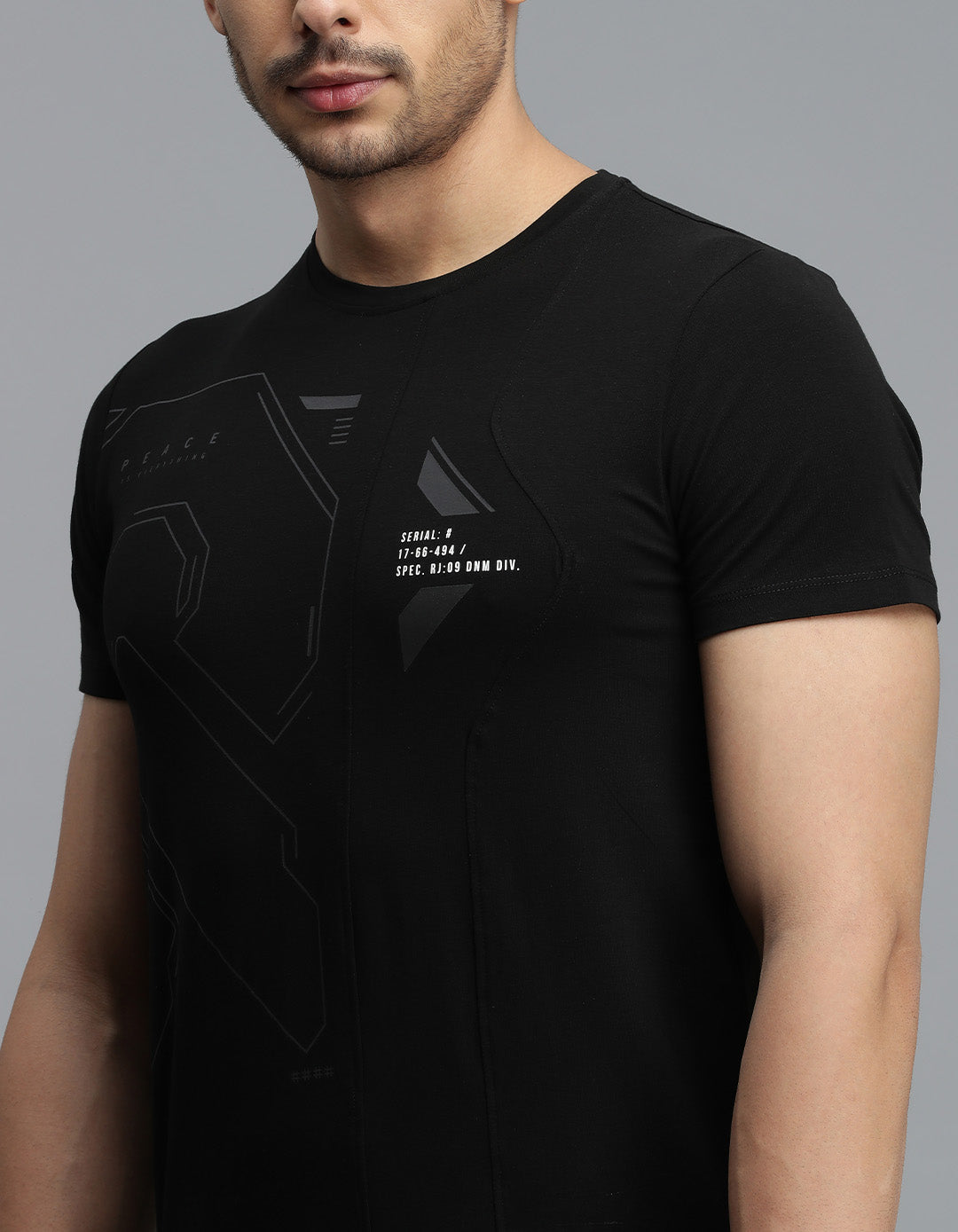 Jet Black Half Sleeves Round Neck Tee