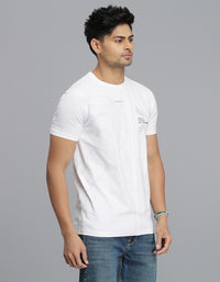 White Half Sleeves Round Neck Tee