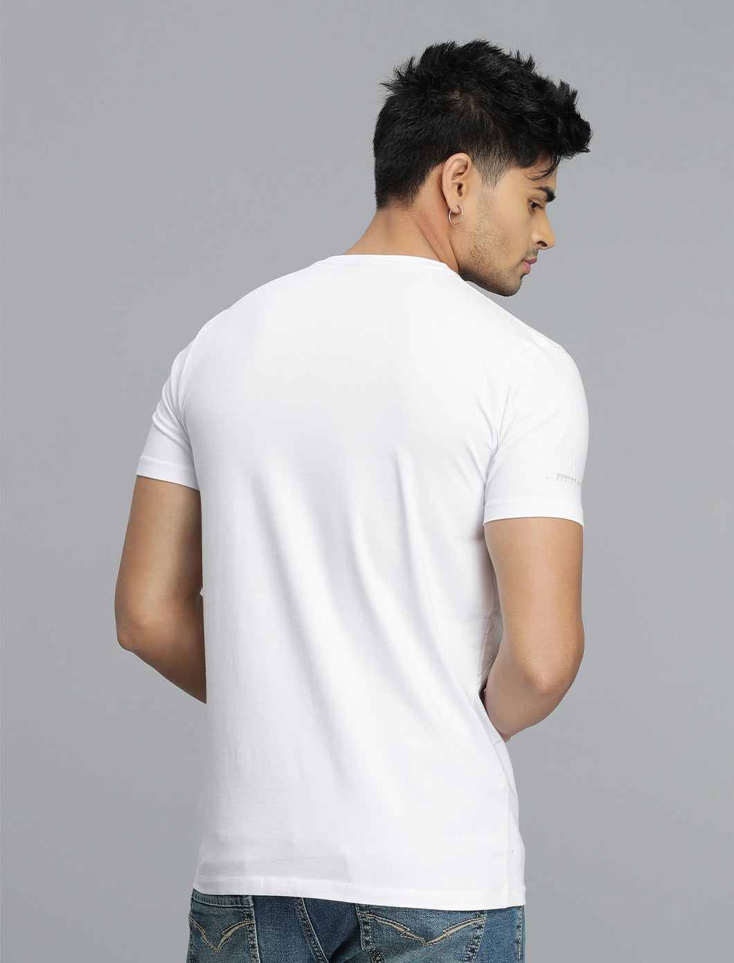 White Half Sleeves Round Neck Tee
