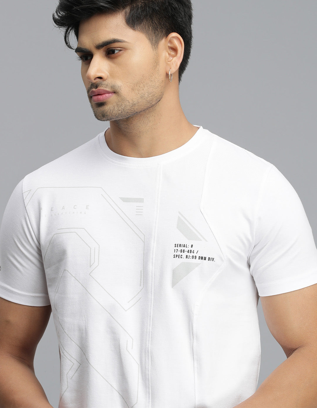 White Half Sleeves Round Neck Tee