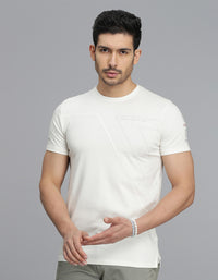 White Half Sleeves Round Neck Tee