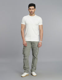 White Half Sleeves Round Neck Tee