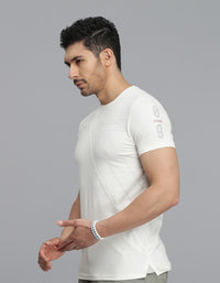 White Half Sleeves Round Neck Tee