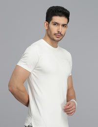 White Half Sleeves Round Neck Tee