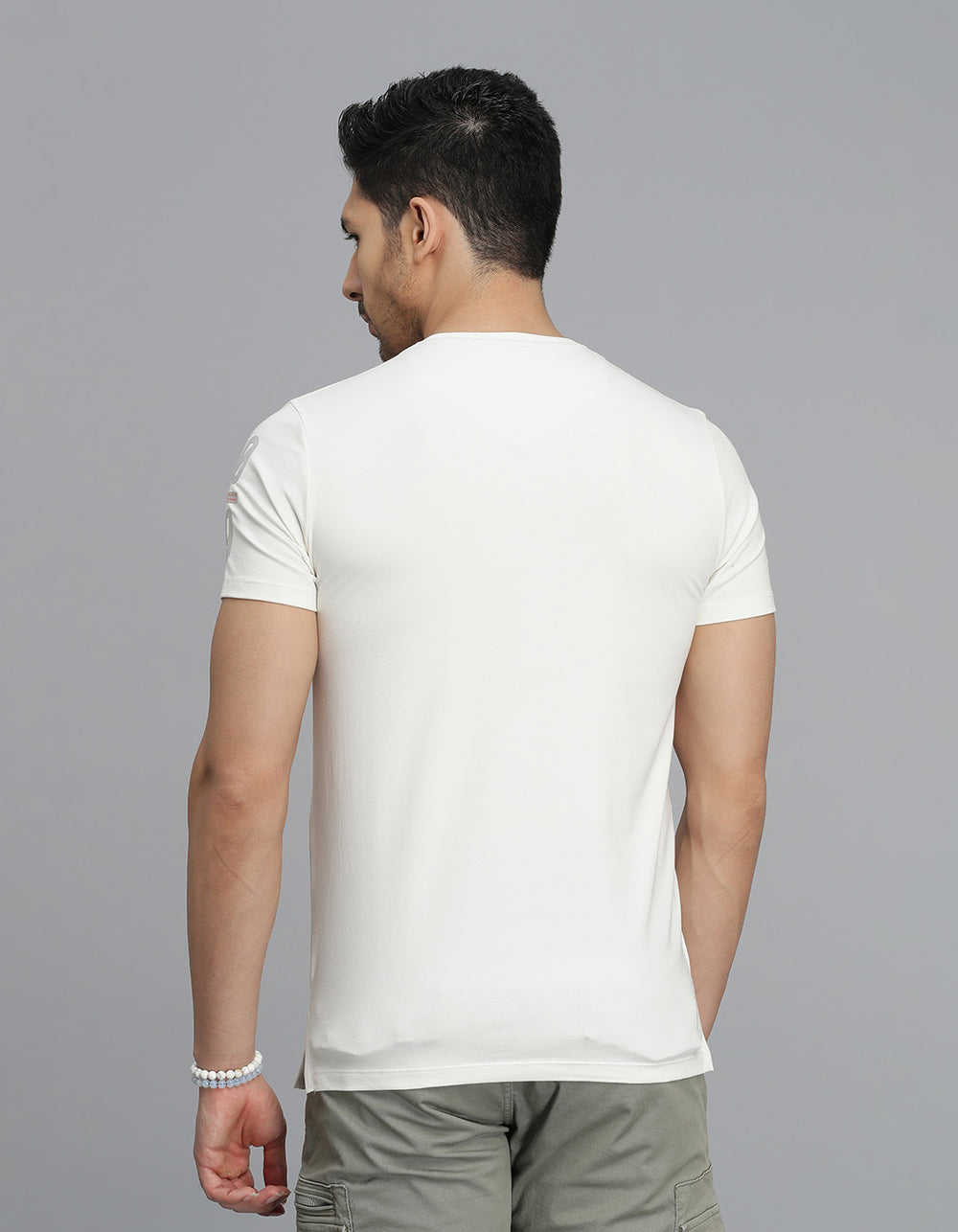 White Half Sleeves Round Neck Tee