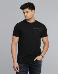Black Half Sleeves Round Neck Tee